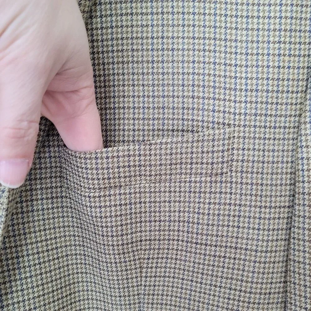 Ralph Lauren Blazer‎ Mens 46L Silk/Wool Houndstooth 2-Button Lined Sportcoat